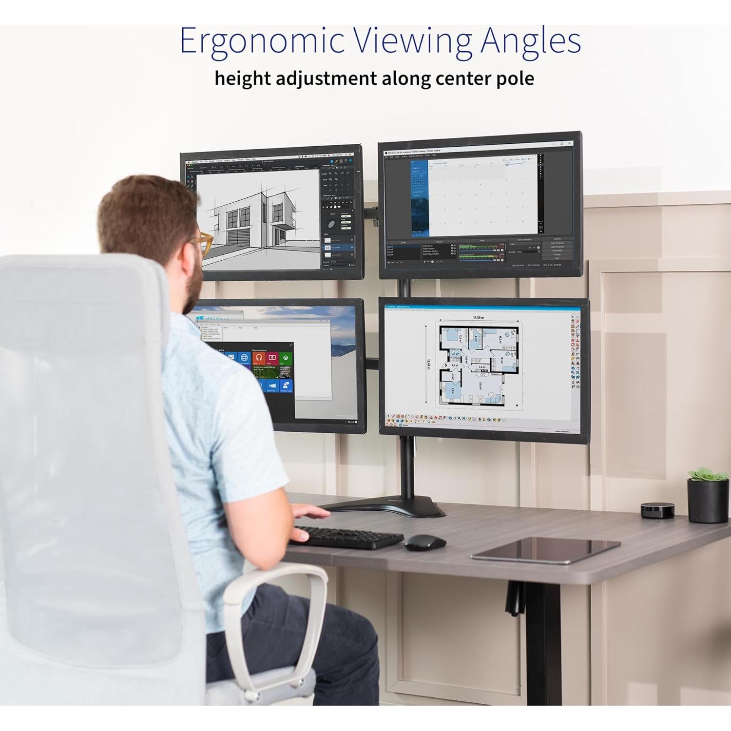 Soporte de Monitor Cuádruple VIVO STAND-V004F Ajustable 33-76 cm