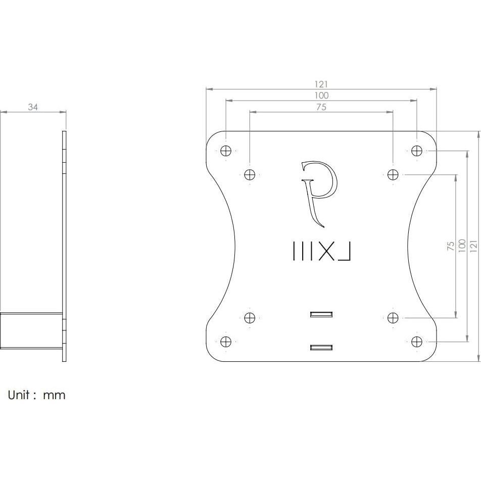 Adaptador VESA Gladiator Joe para Monitores HP 22F 23F 24F 25F 27F