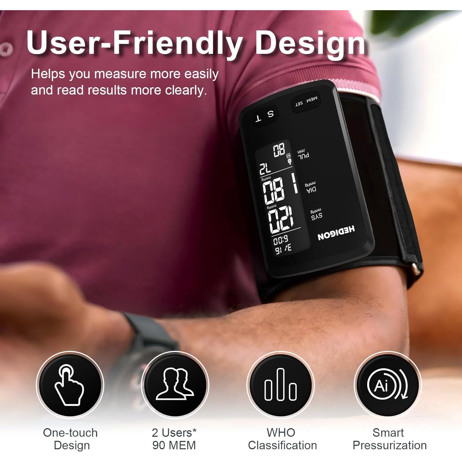 Monitor de Presión Arterial Digital HEDIGON con Manguito Grande