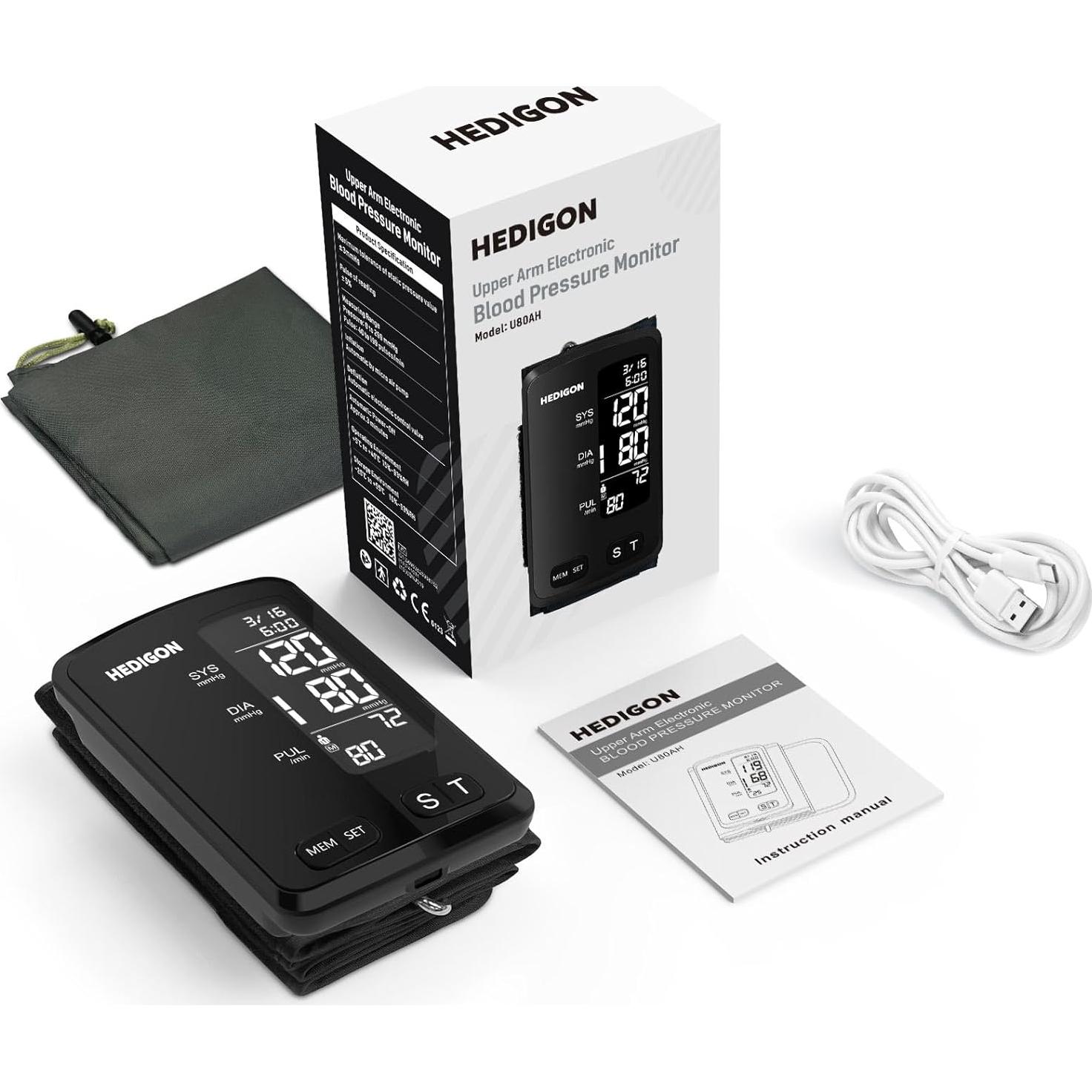 Monitor de Presión Arterial Digital HEDIGON con Manguito Grande