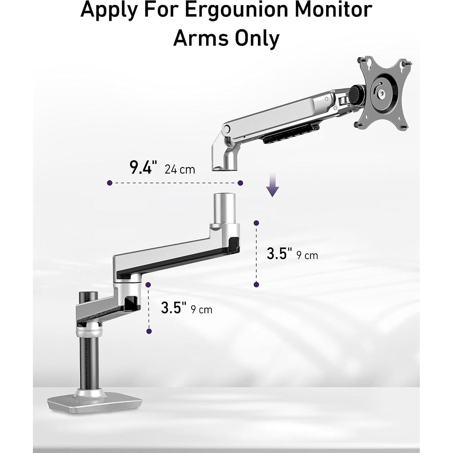 Extensión Brazo de Monitor ErgoUnion Plata para Soporte Serie E