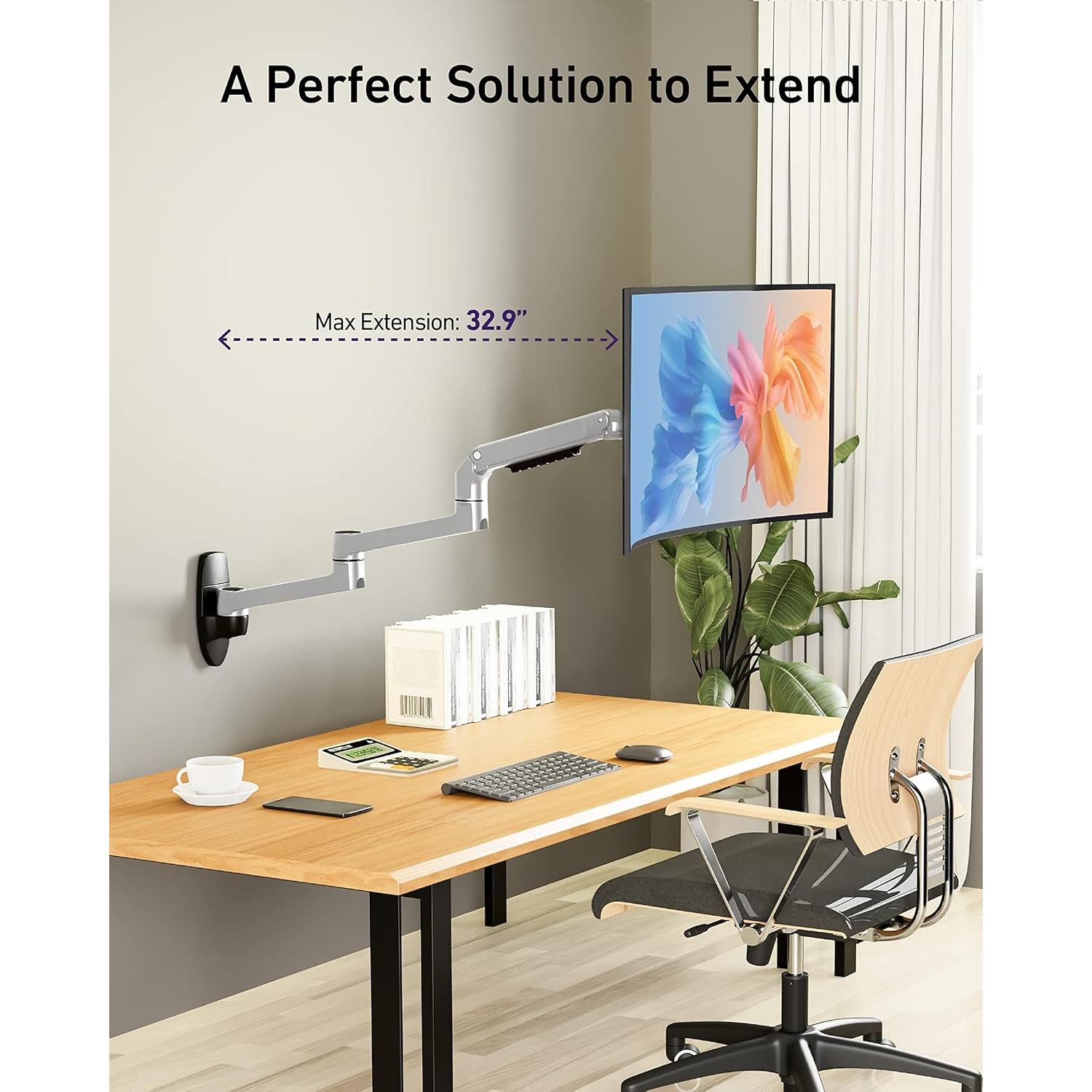 Extensión Brazo de Monitor ErgoUnion Plata para Soporte Serie E