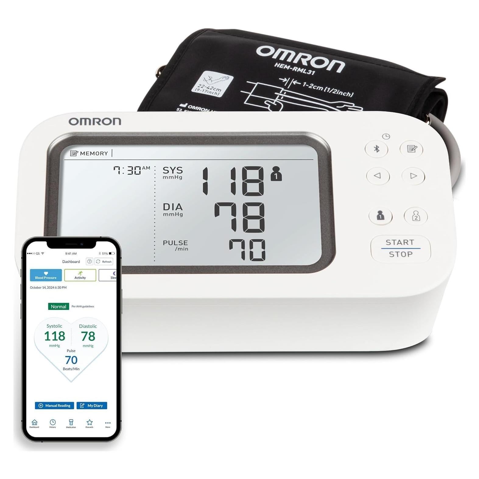 Monitor de Presión Arterial OMRON Gold - Detección AFib y Bluetooth