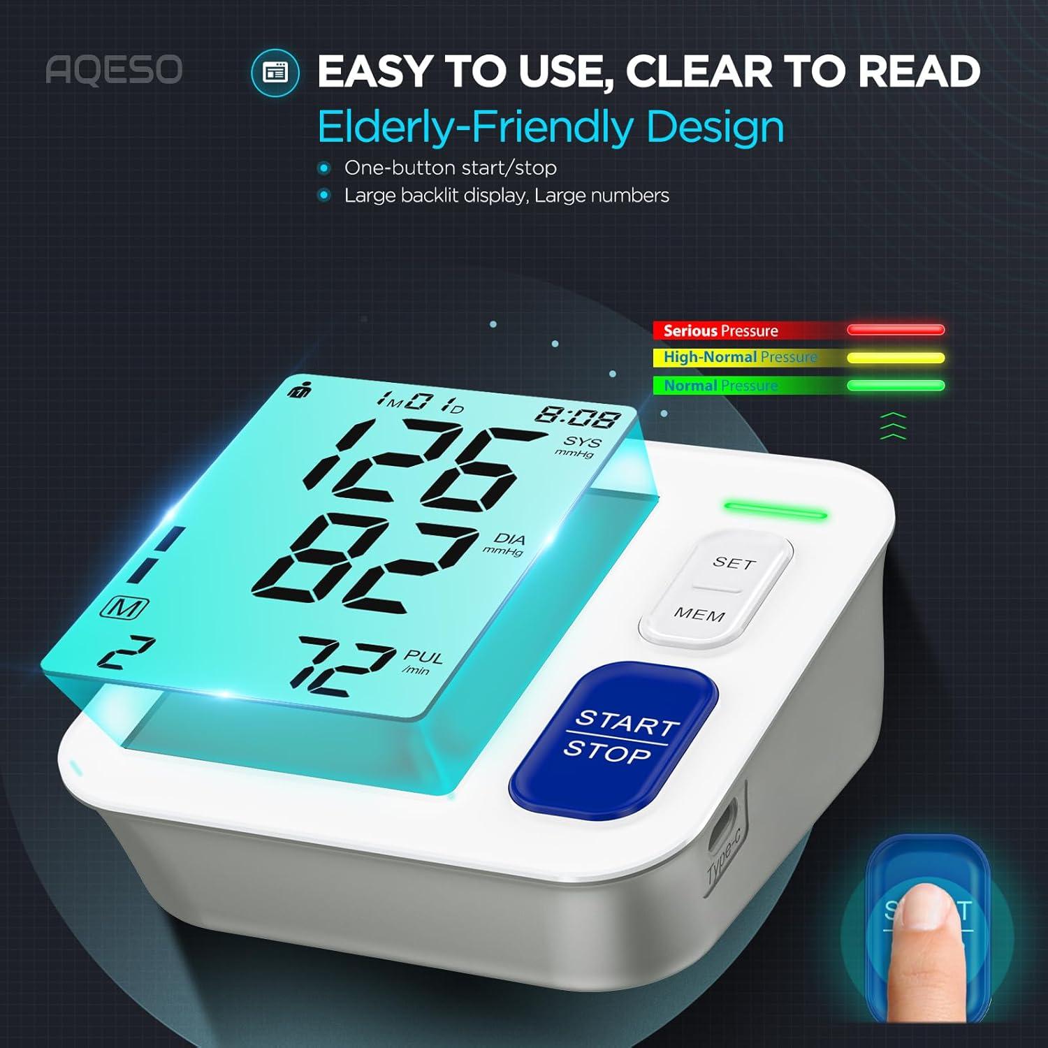 Monitor de Presión Arterial AQESO U80BH con 3 Manguitos