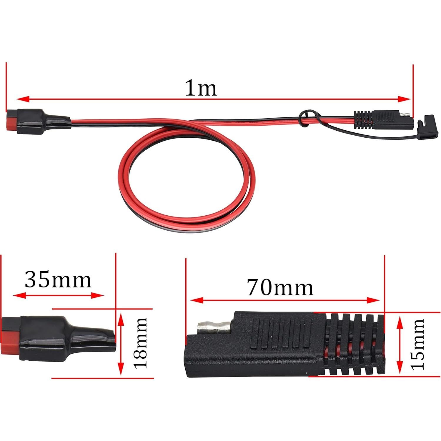 Adaptador Solar SAE 12AWG a Anderson 60cm HCFeng