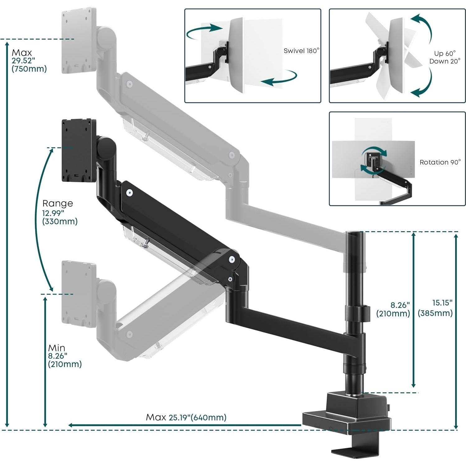 Soporte de Monitor Putilsen Mount Ajustable 24-57" Negro