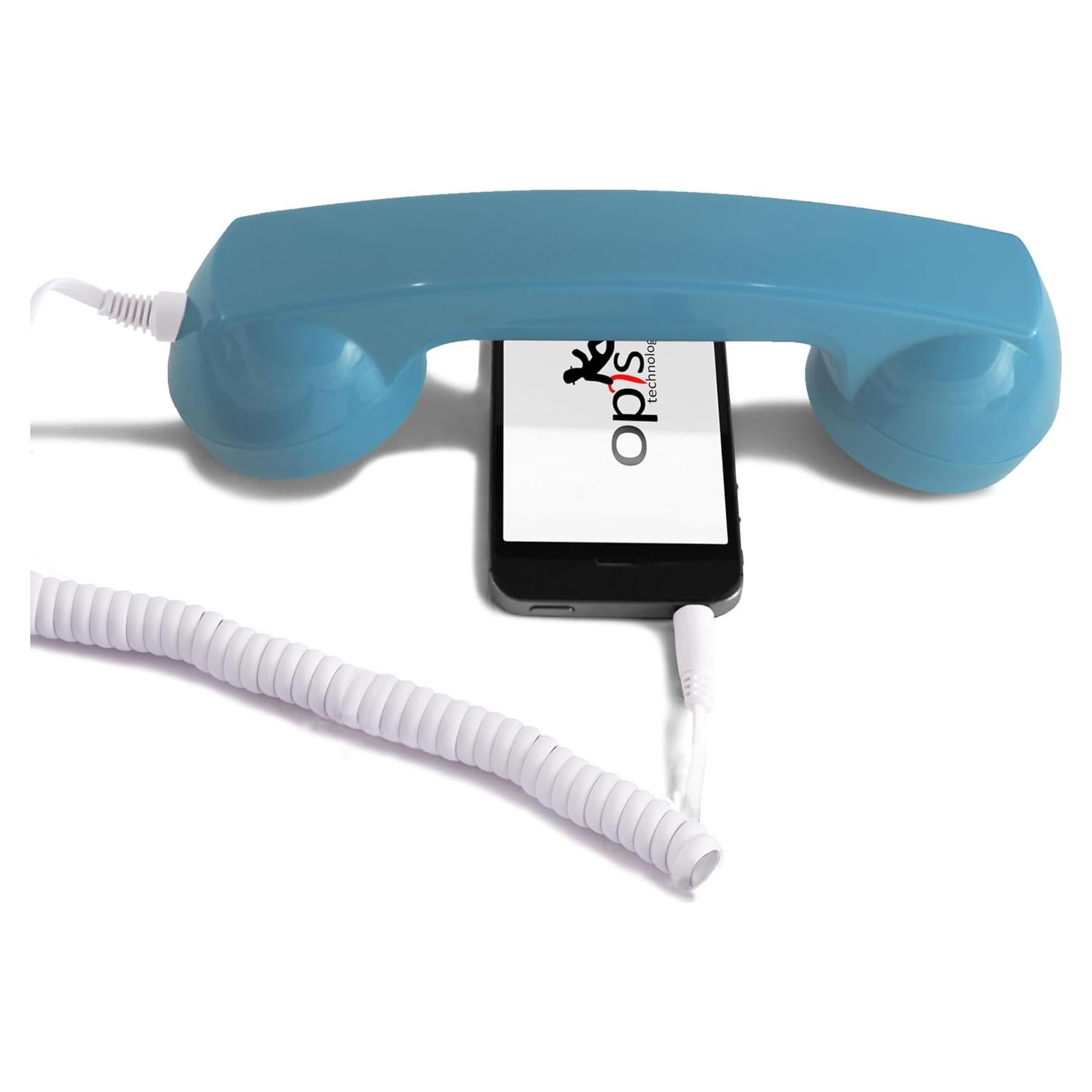 Auricular Retro Opis 60s Micro USB-C y 3.5mm Azul