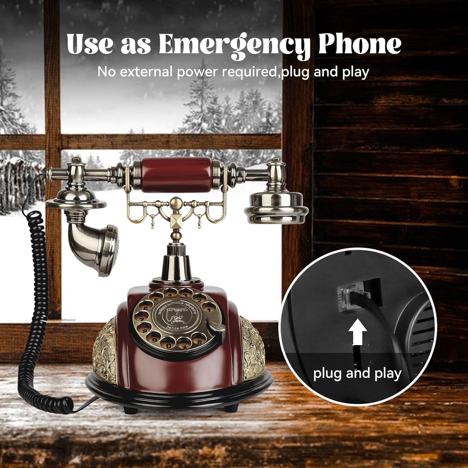 Sangyn Vintage Phone Retro Rotary Landline Phone Antique Telephone Old Fashioned Phones for Home House Cafe Bar Star Hotel Decor