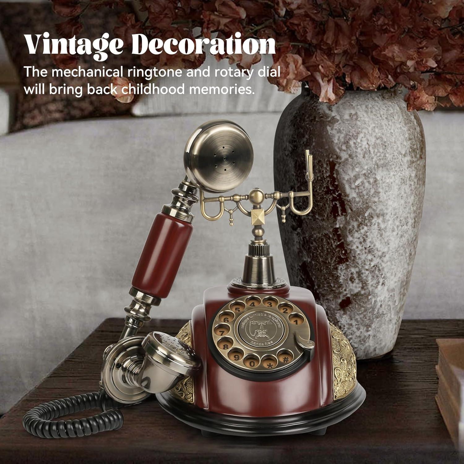 Sangyn Vintage Phone Retro Rotary Landline Phone Antique Telephone Old Fashioned Phones for Home House Cafe Bar Star Hotel Decor