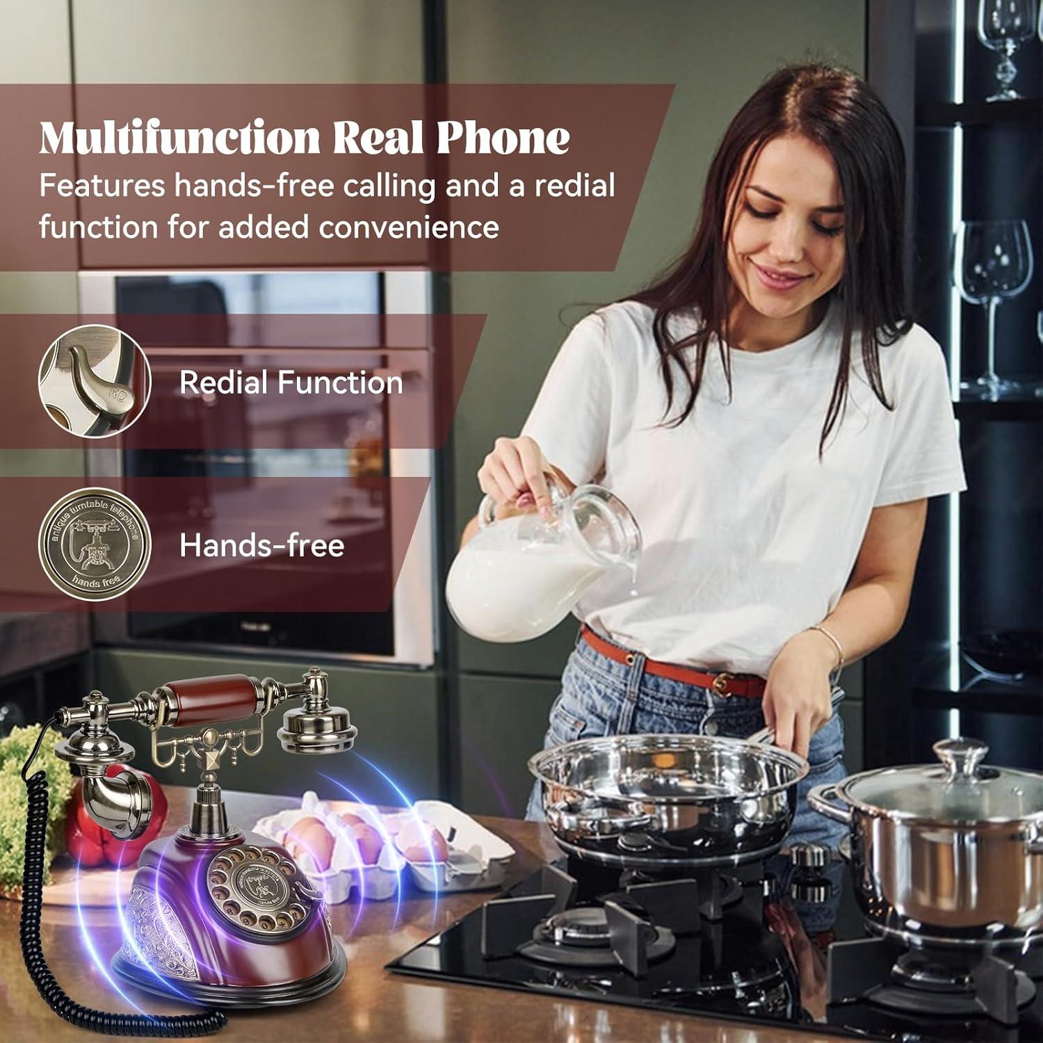 Sangyn Vintage Phone Retro Rotary Landline Phone Antique Telephone Old Fashioned Phones for Home House Cafe Bar Star Hotel Decor