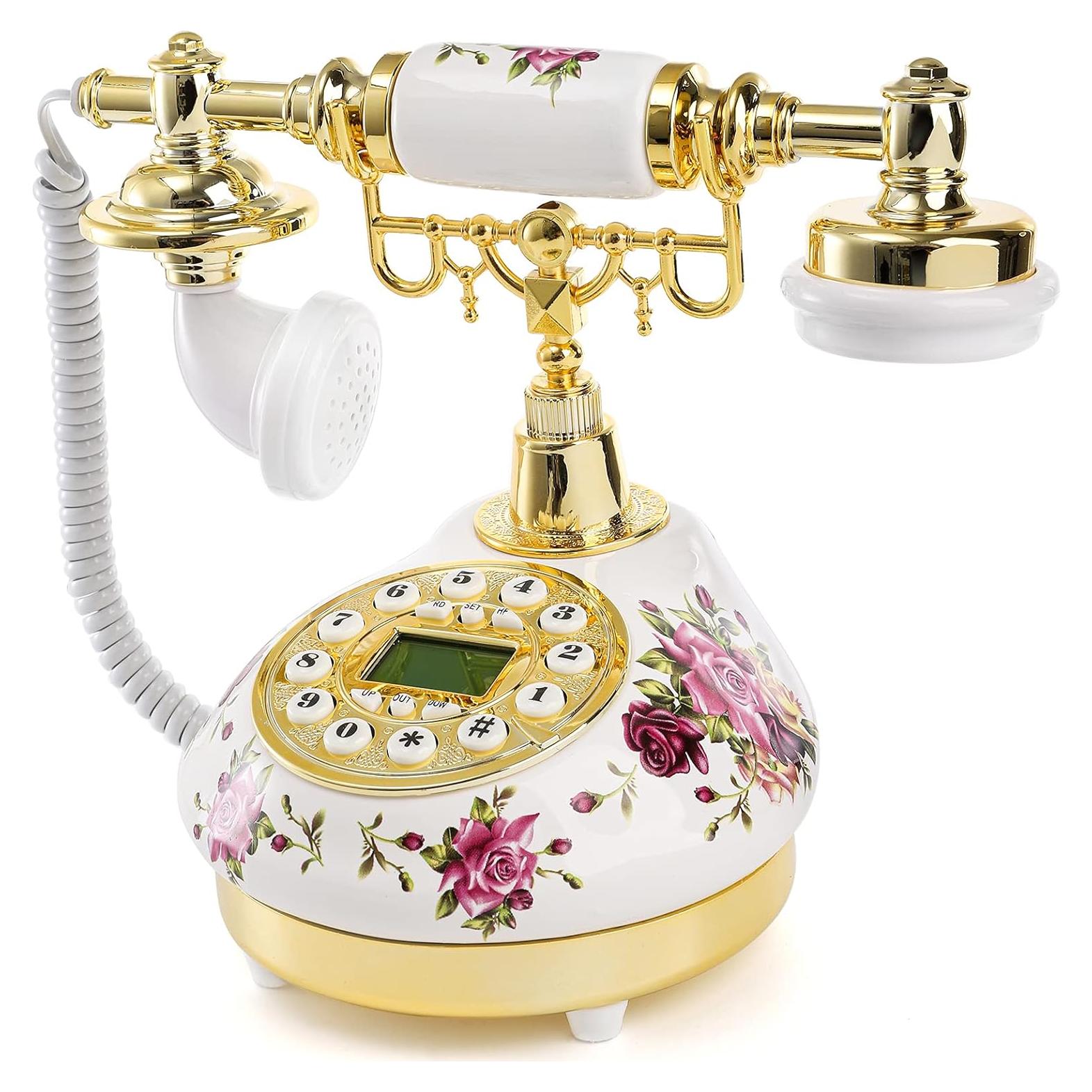 Teléfono de línea fija retro Cedilis cerámica LCD decorativo