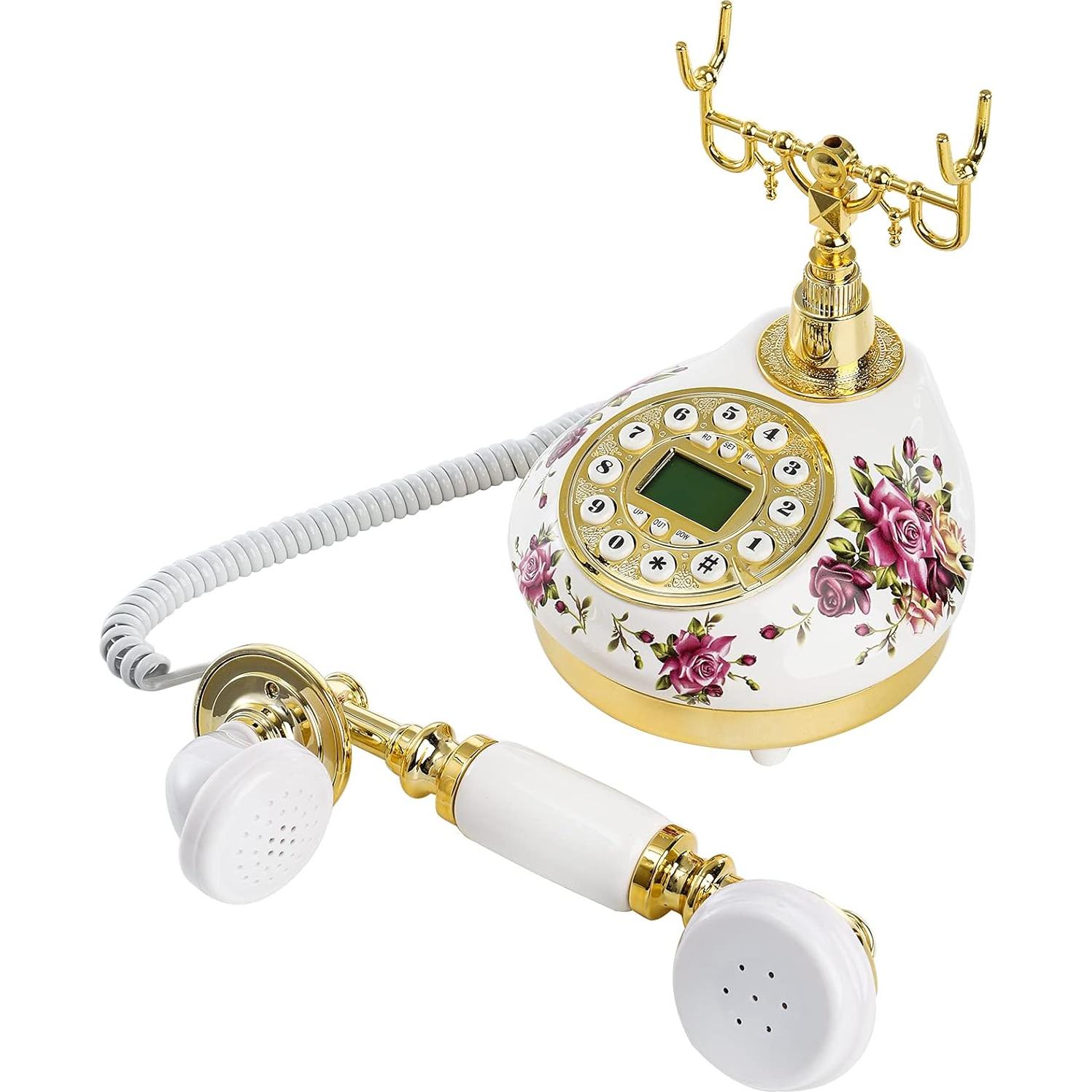 Teléfono de línea fija retro Cedilis cerámica LCD decorativo