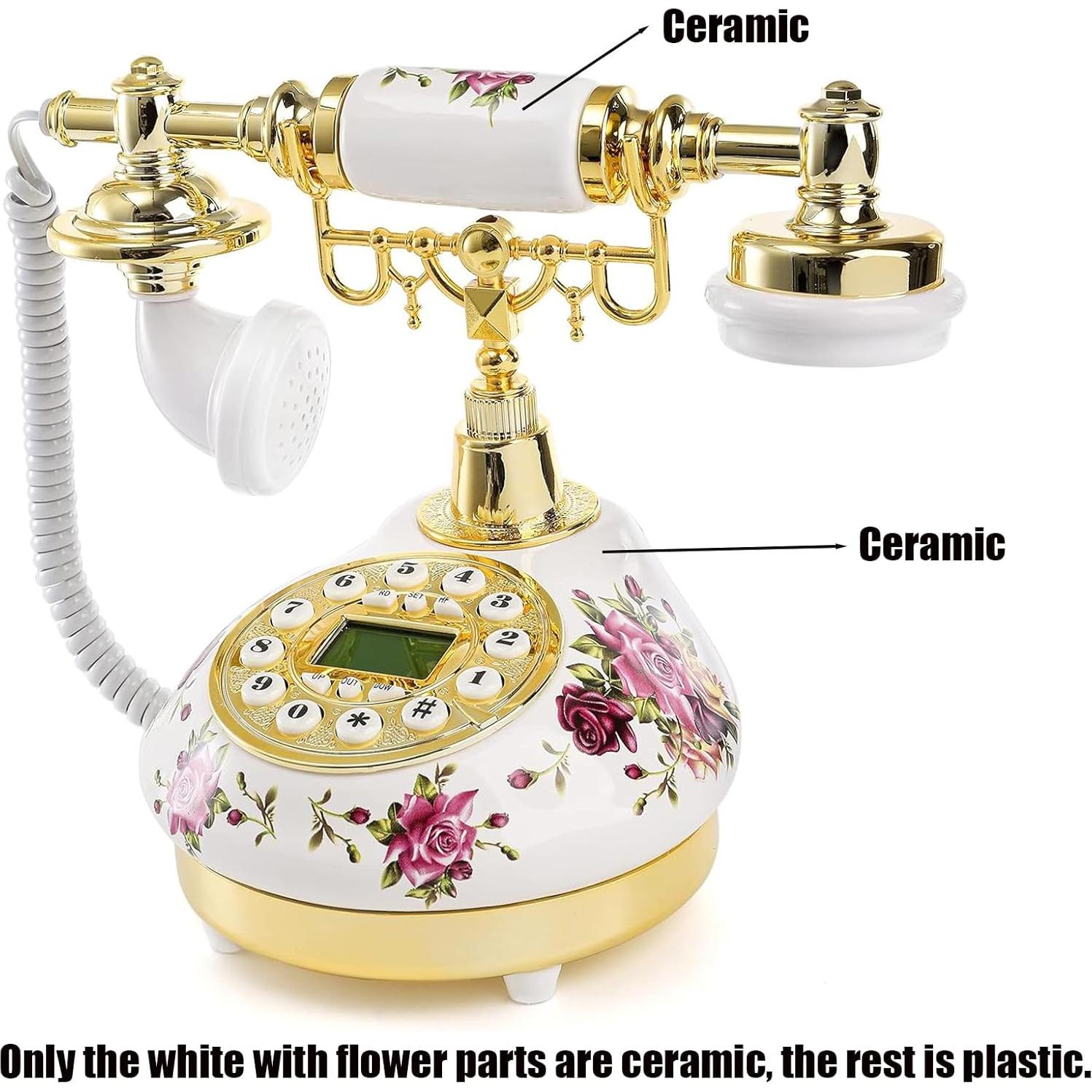 Teléfono de línea fija retro Cedilis cerámica LCD decorativo