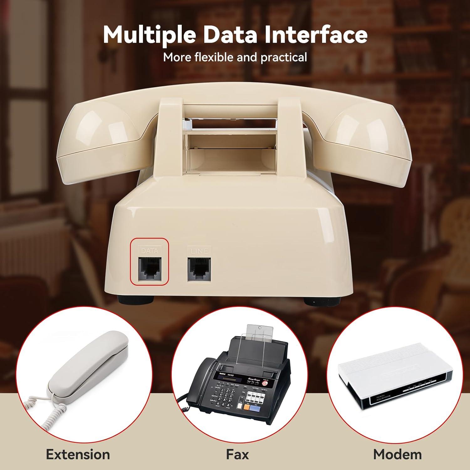 Teléfono de Cuerda Vintage Sangyn Beige con Timbre Mecánico