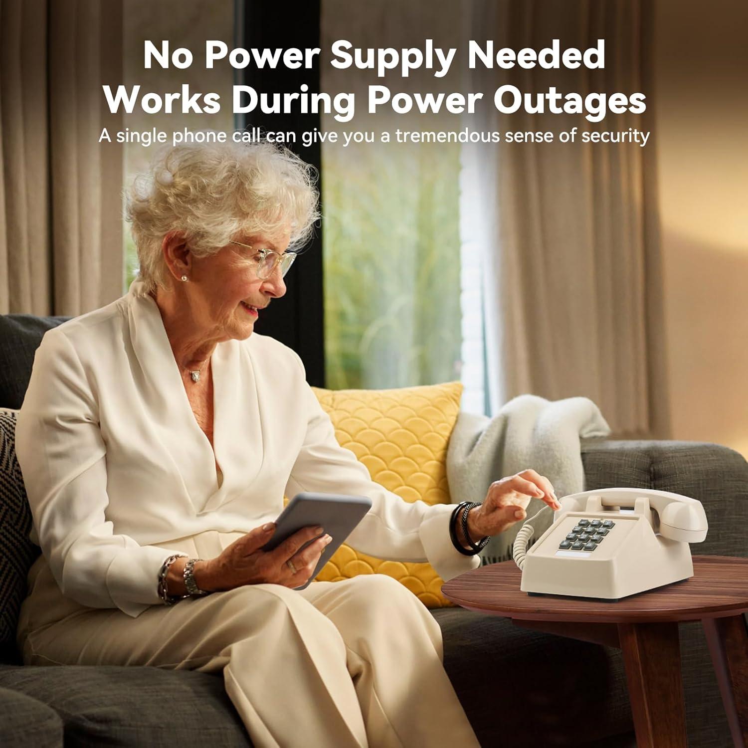 Teléfono de Cuerda Vintage Sangyn Beige con Timbre Mecánico