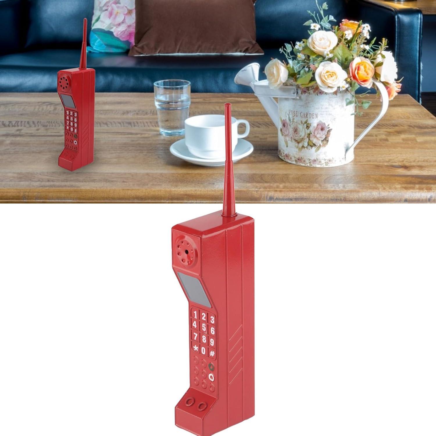 Adorno Teléfono Celular Retro Pwshymi Rojo 32x8x5 cm