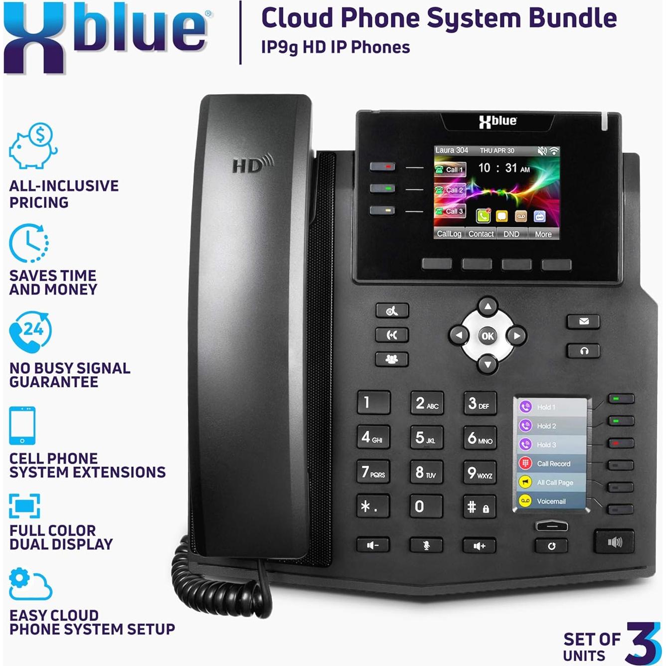 Sistema Telefónico en la Nube XBLUE con 3 Teléfonos IP y 6 Meses VoIP