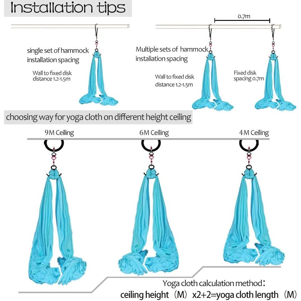 Conjunto de Telas Aéreas SYCYKA 10m x 2.8m para Yoga y Acrobacia