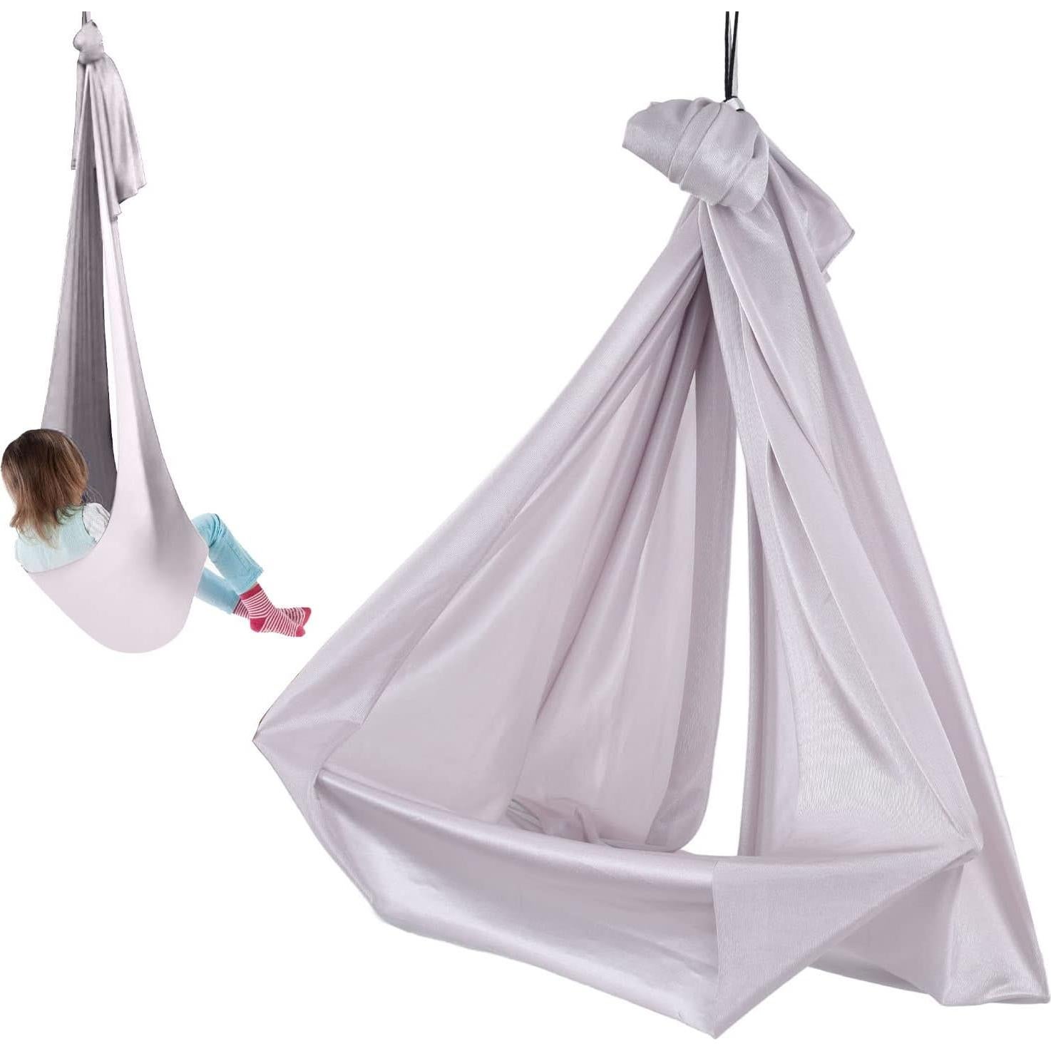 FTVOGUE Aerial Yoga Hammock 39.4 x 110.2inch Breathable Relieve Pain Children's Elastic Hammock for Yoga Children Use Yoga Inversion Exercises(Grey)