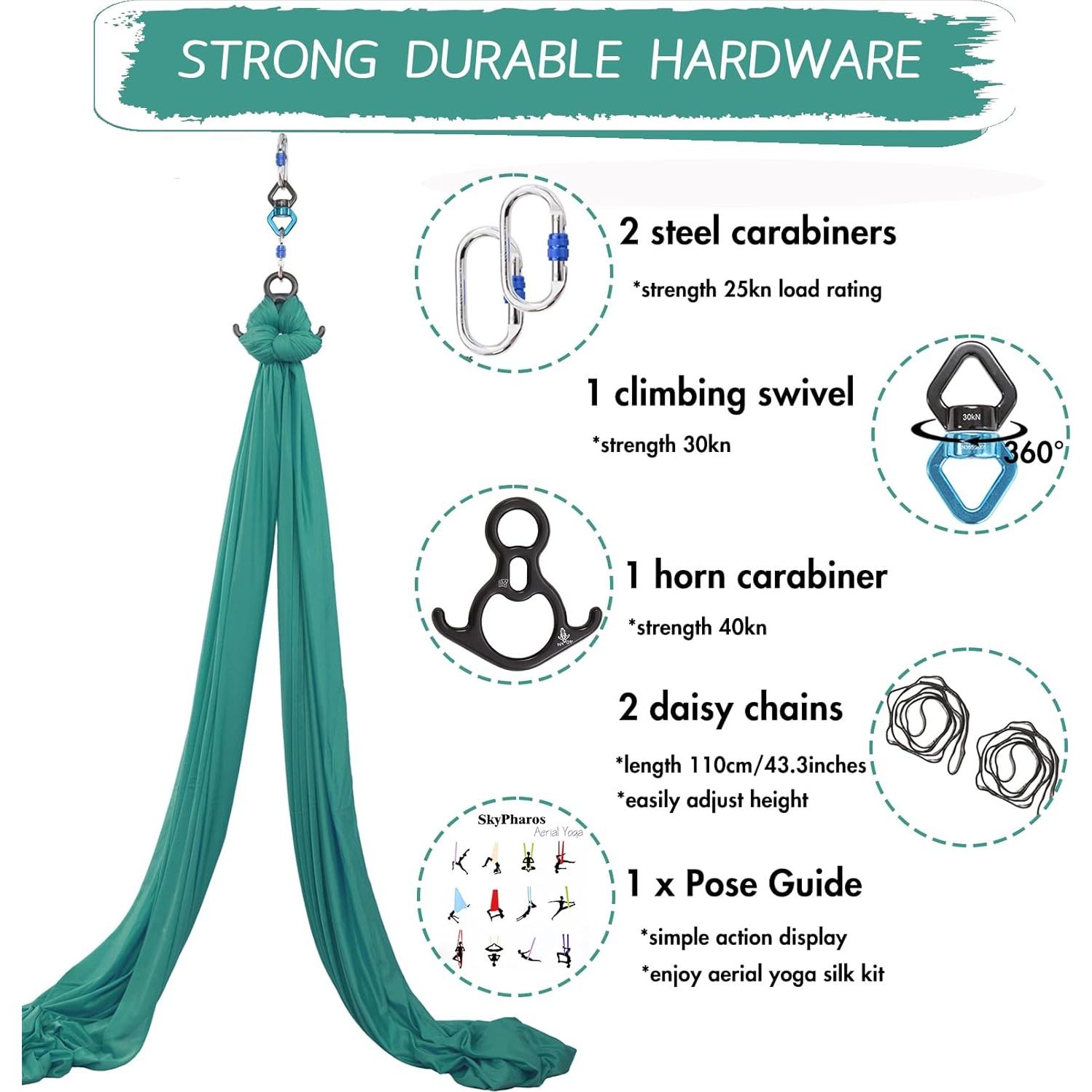 Columpio de Yoga Aéreo SKYPHAROS Verde Emerald 10.3m