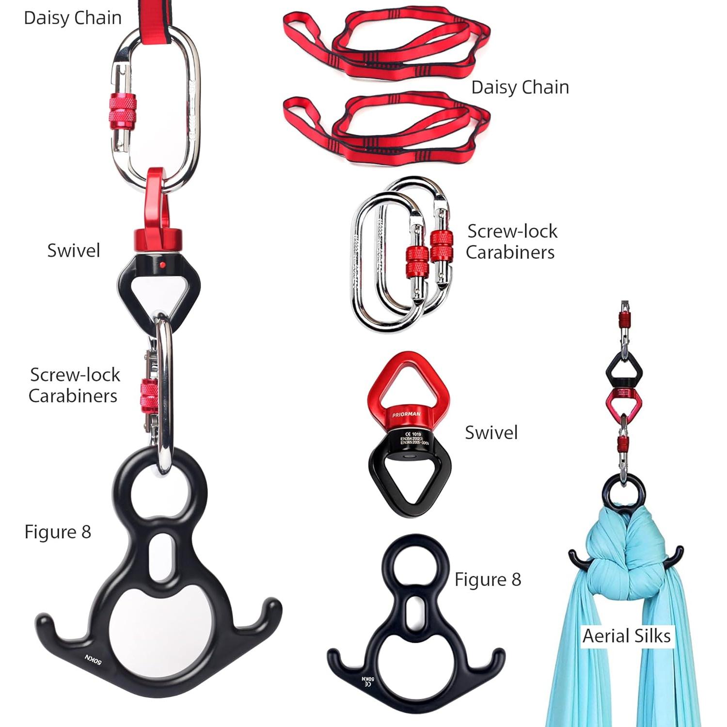 Hamaca de Yoga Aéreo PRIORMAN 8.23m Tela de Bajo Estiramiento