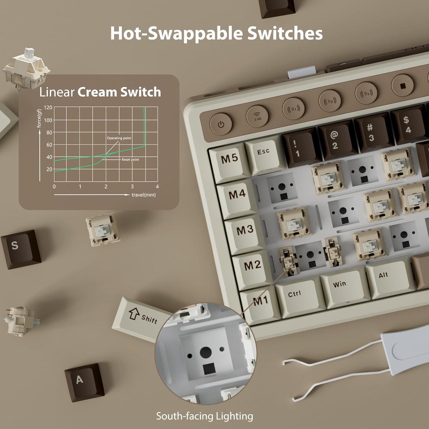 Teclado Mecánico Inalámbrico RK ROYAL KLUDGE M70 75% RGB