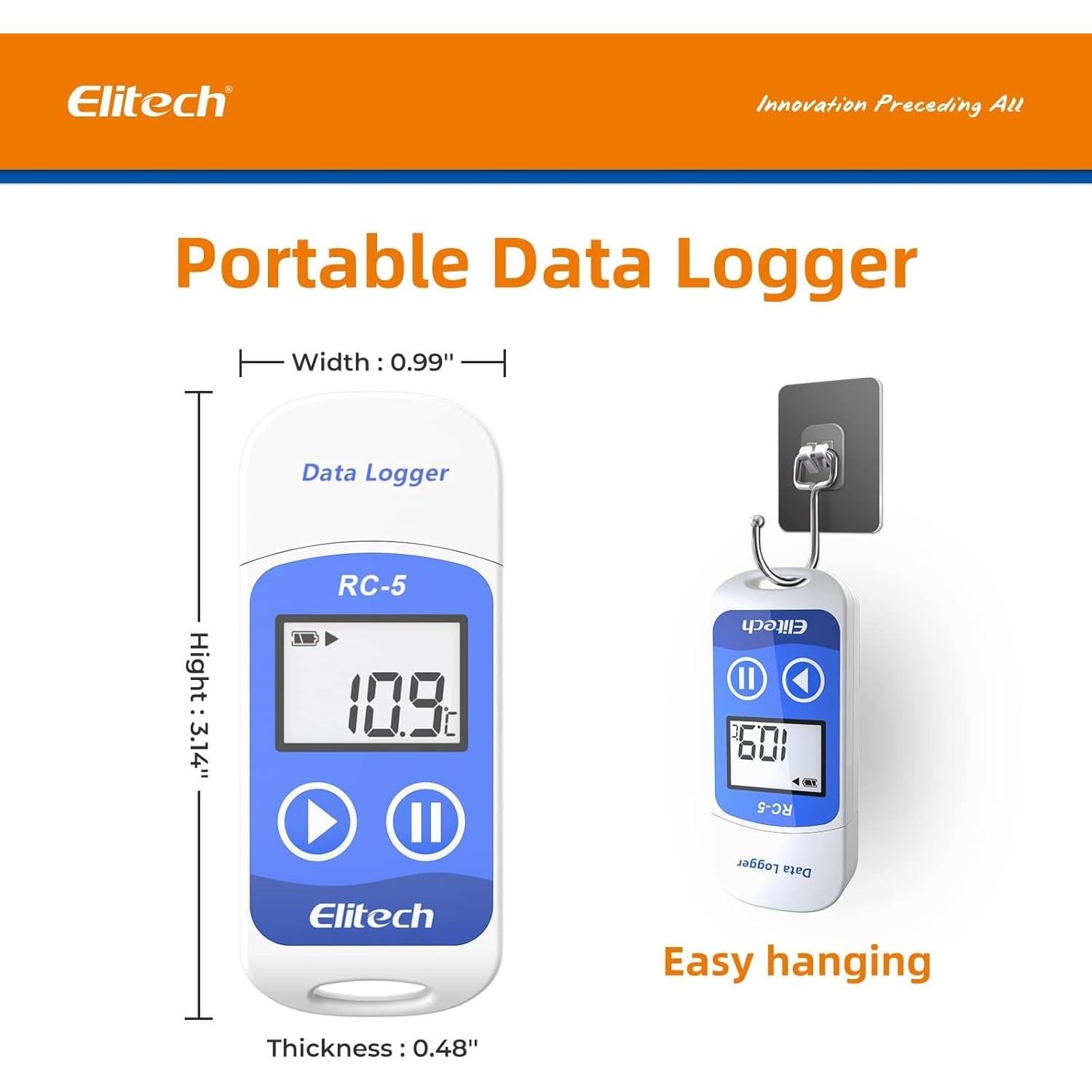 Registrador de Datos de Temperatura Elitech RC-5 USB 32000 Puntos