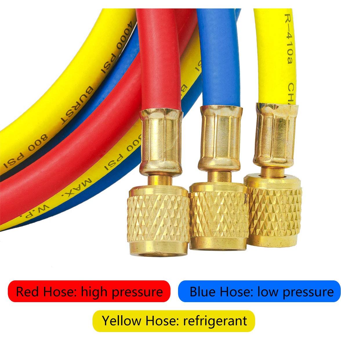 Juego de 3 Mangueras de Carga Elitech 150cm R134a R404a R12 R22