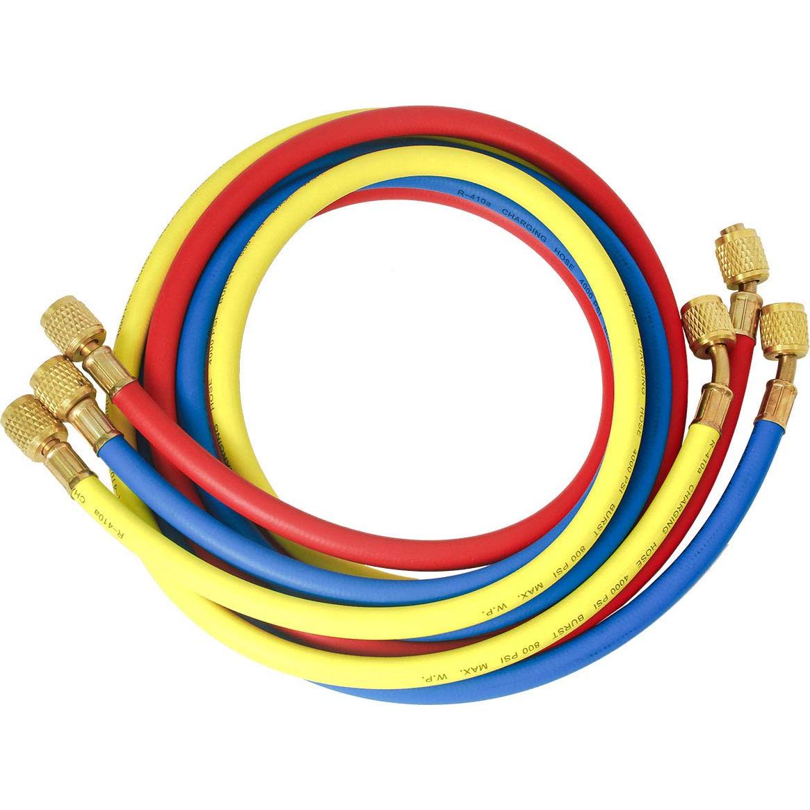 Juego de 3 Mangueras de Carga Elitech 150cm R134a R404a R12 R22