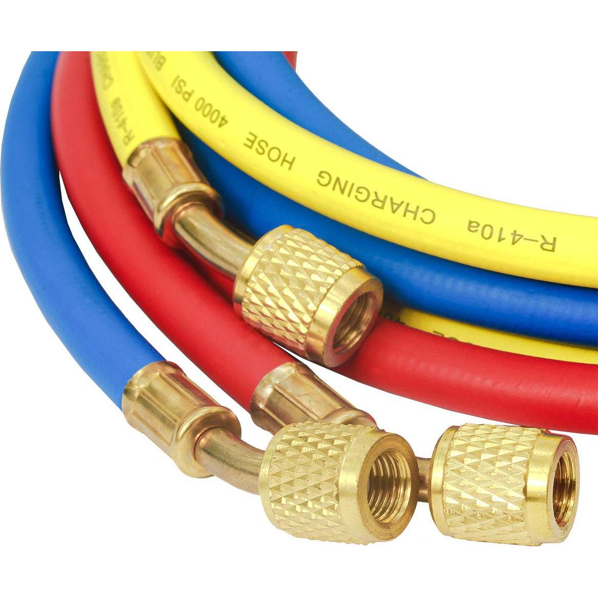 Juego de 3 Mangueras de Carga Elitech 150cm R134a R404a R12 R22