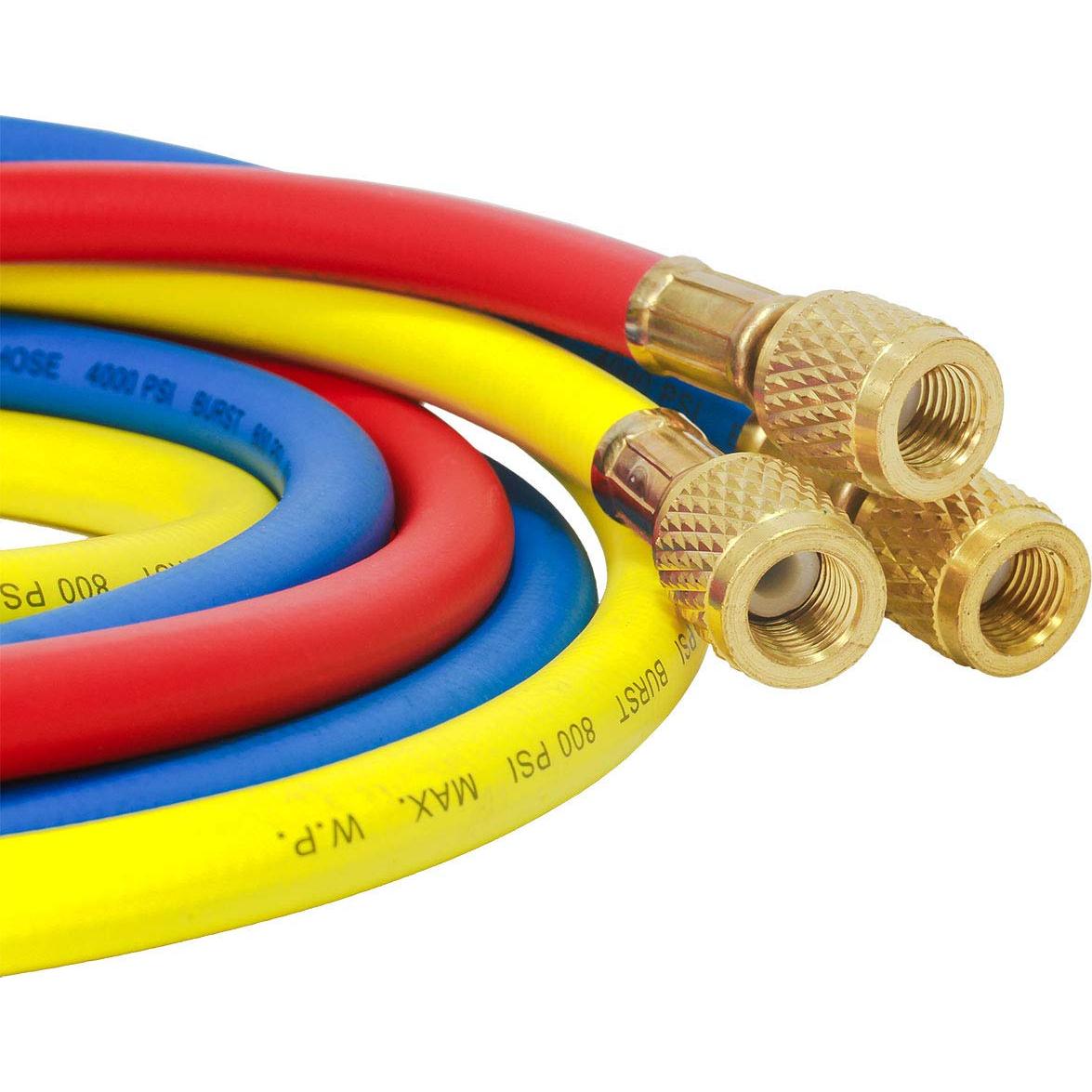 Juego de 3 Mangueras de Carga Elitech 150cm R134a R404a R12 R22