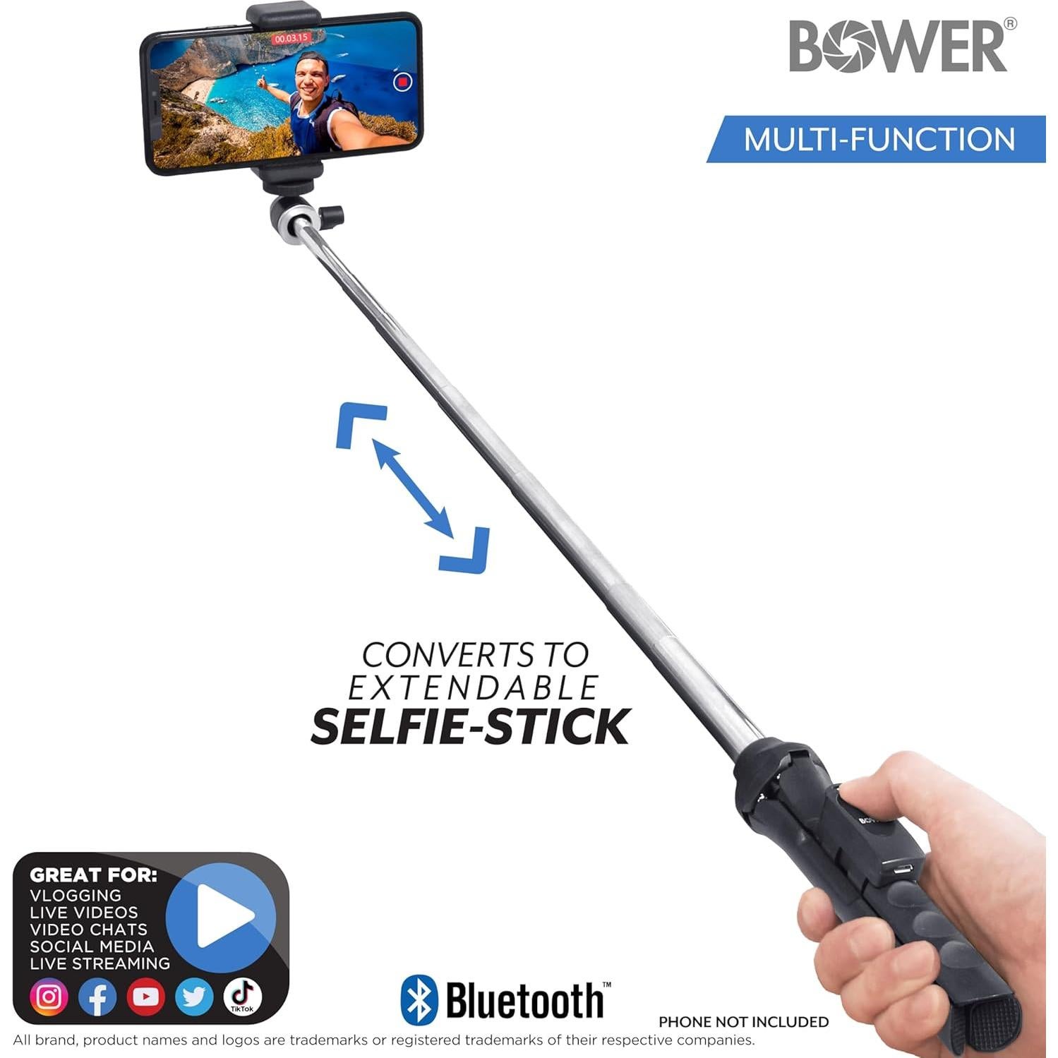 Trípode Selfie Stick Bower Multipod 6-en-1 con Obturador Remoto