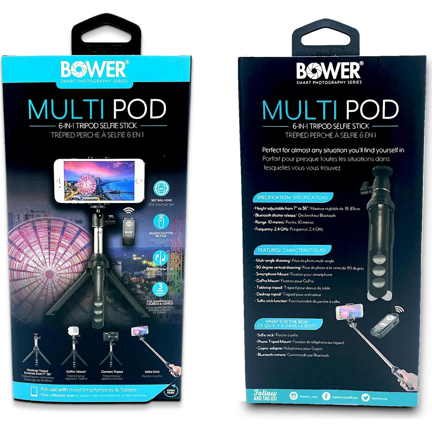 Trípode Selfie Stick Bower Multipod 6-en-1 con Obturador Remoto