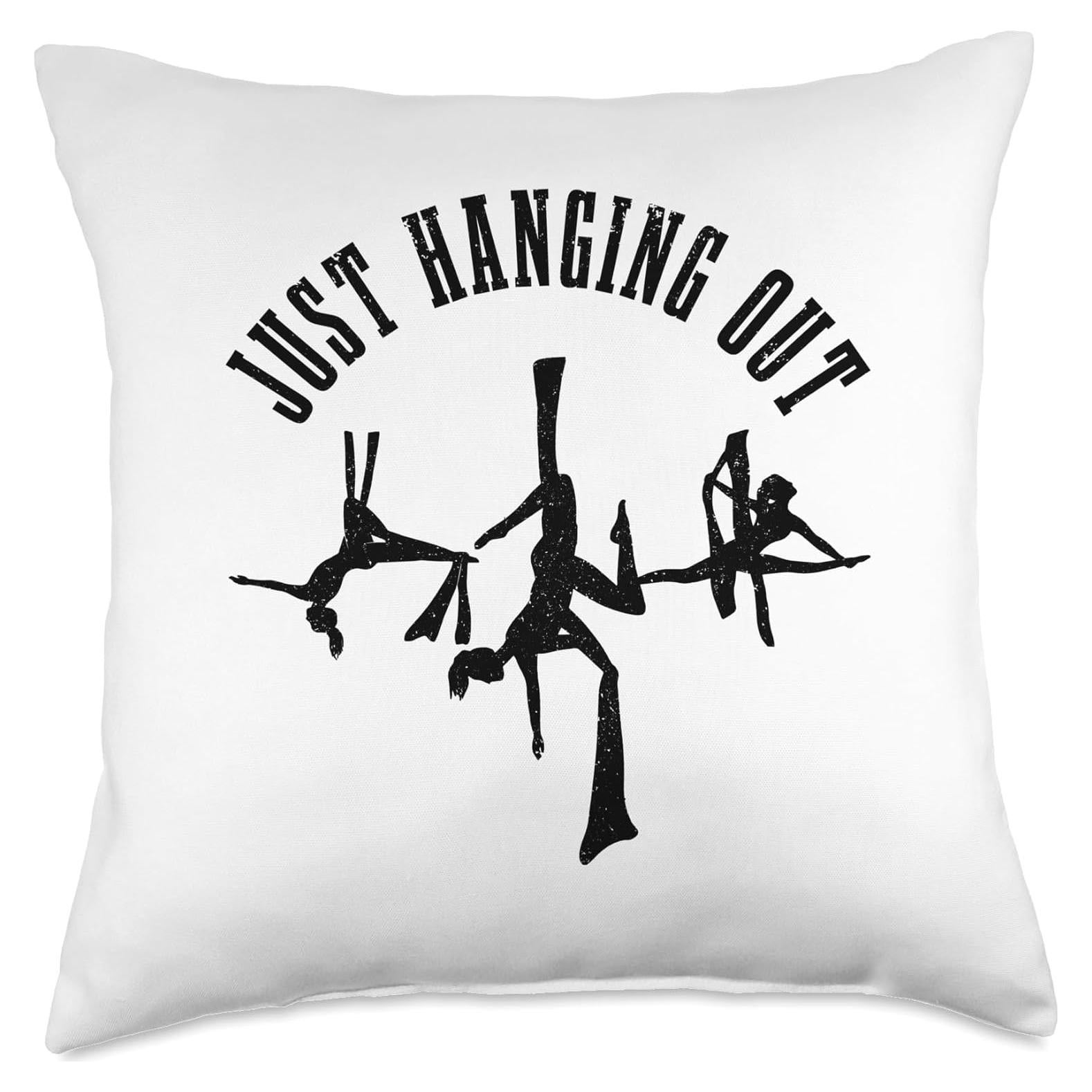 Aerial Silks Just Hanging Out Acrobatics Funny Throw Pillow, 18x18, Multicolor