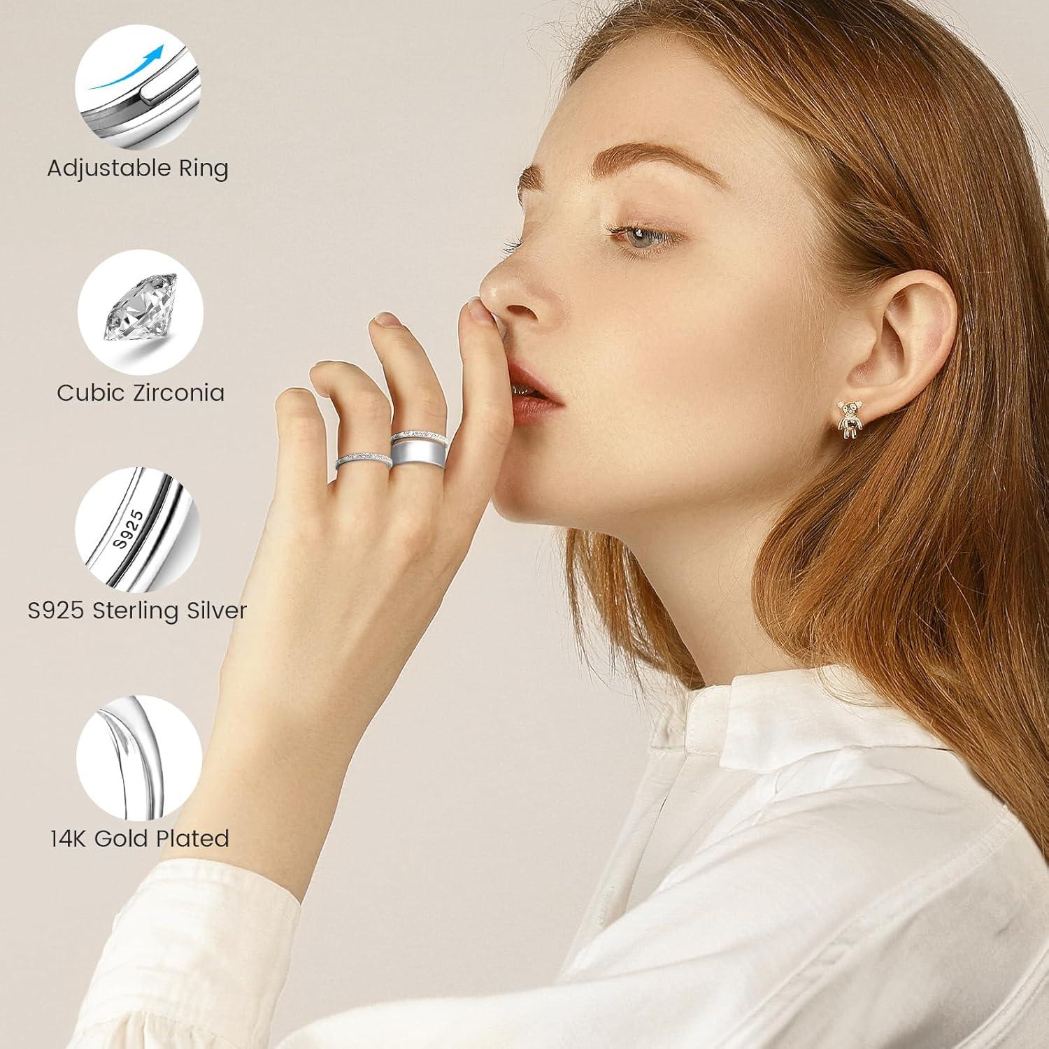 Anillos Apilables Ajustables Baño de Oro 14K para Oura Ring