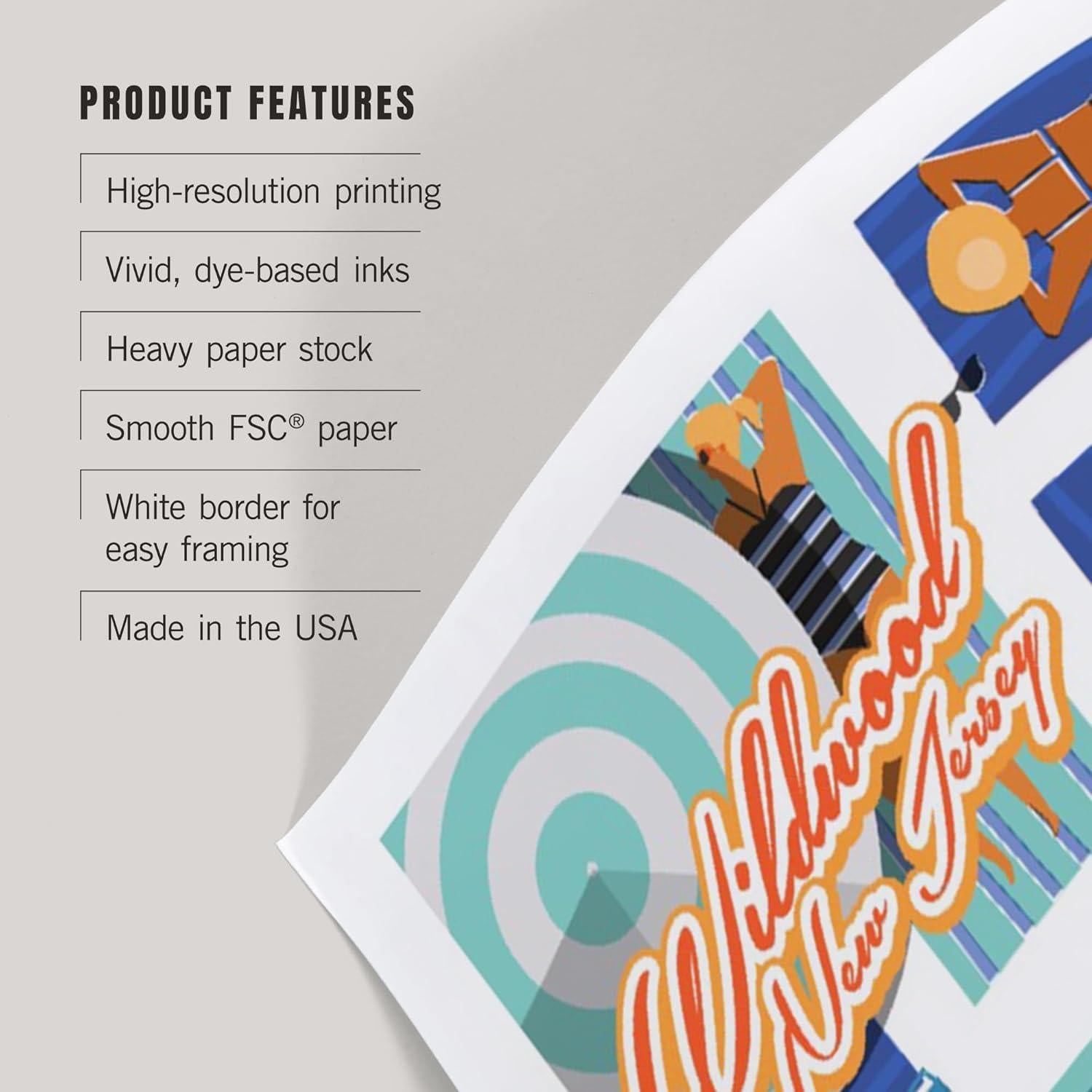 Impresión Artística Lantern Press 20x30 cm Playa Wildwood