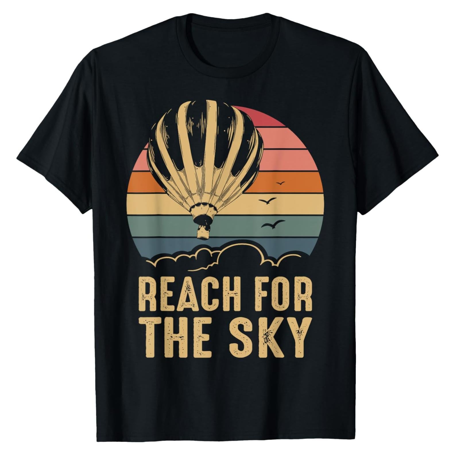 Camiseta Aerial Elegance Hombre Vuelo en Globo Negro
