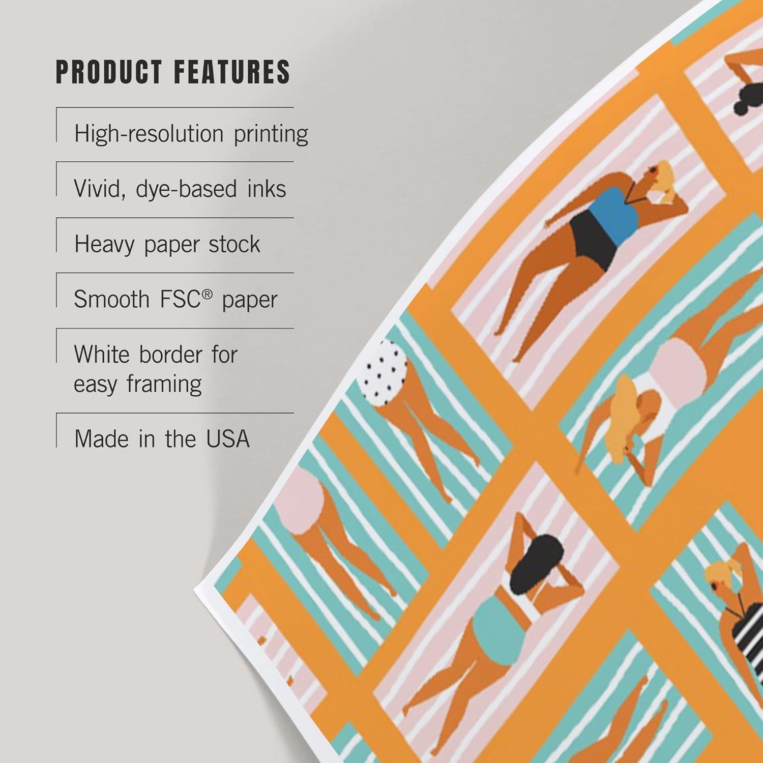 Impresión Artística Lantern Press 20x30 cm Playa Jersey Shore