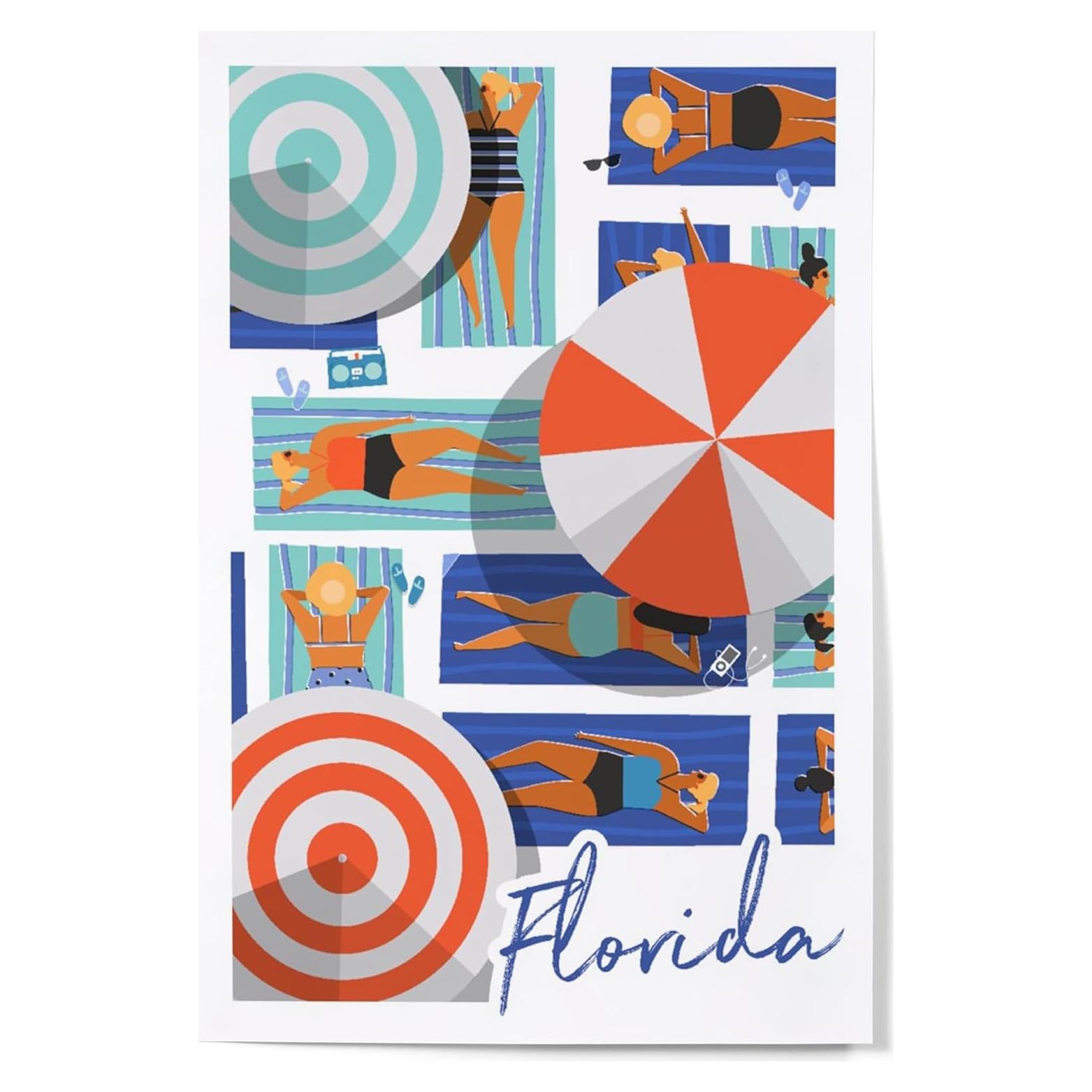 Impresión Artística Lantern Press 30x45 cm Playa Florida