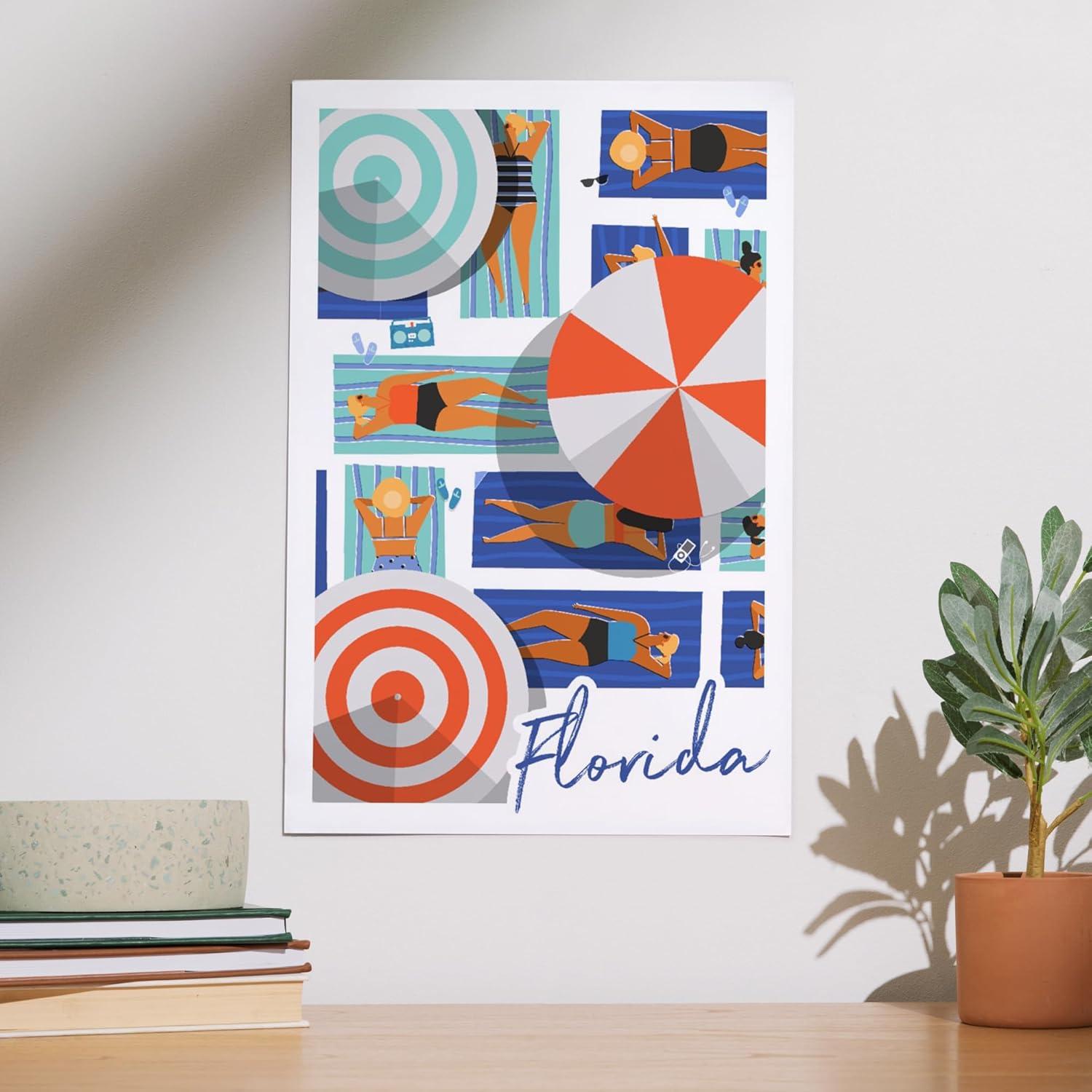 Impresión Artística Lantern Press 30x45 cm Playa Florida