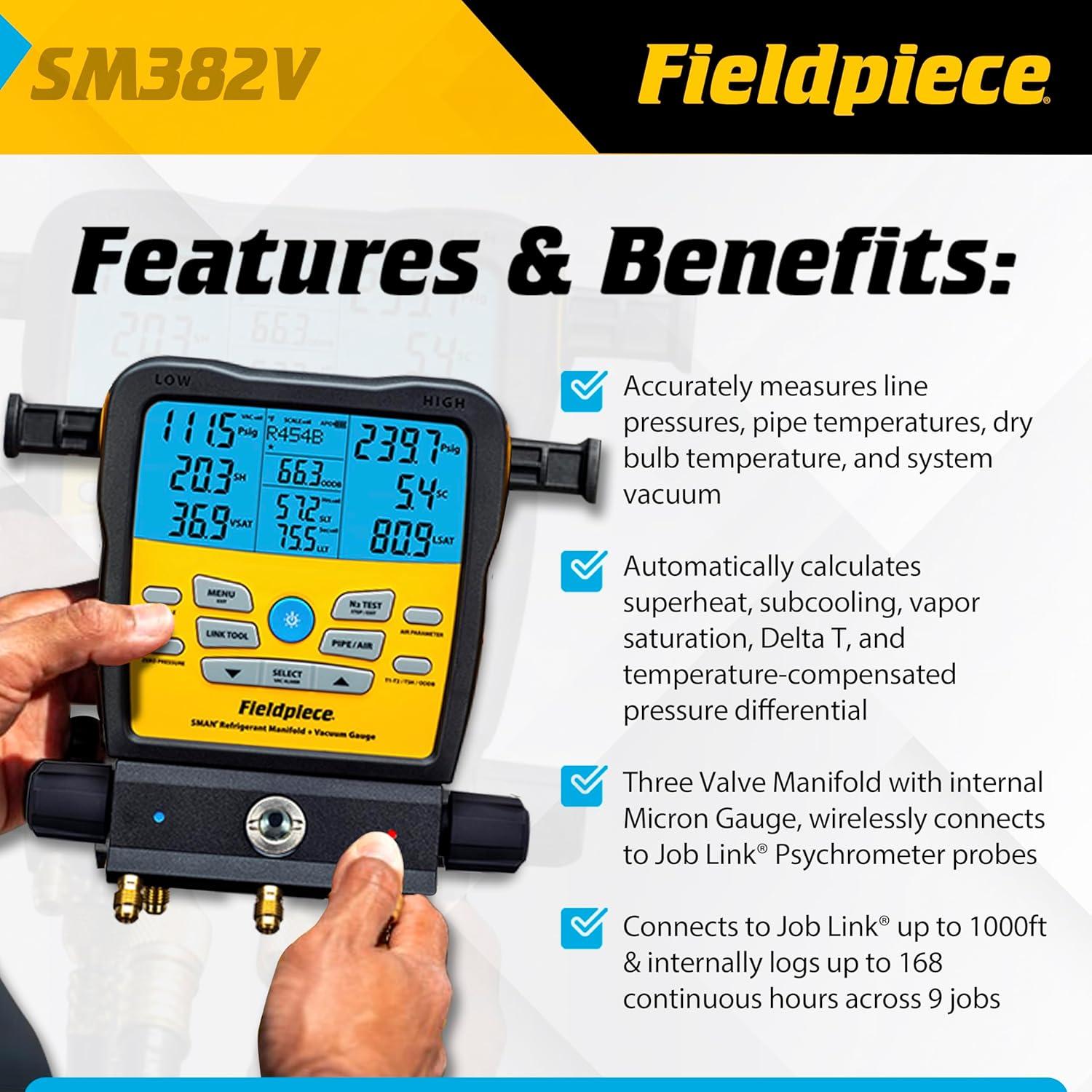 Manifold de Refrigerante Inalámbrico Fieldpiece SM382V 3 Puertos