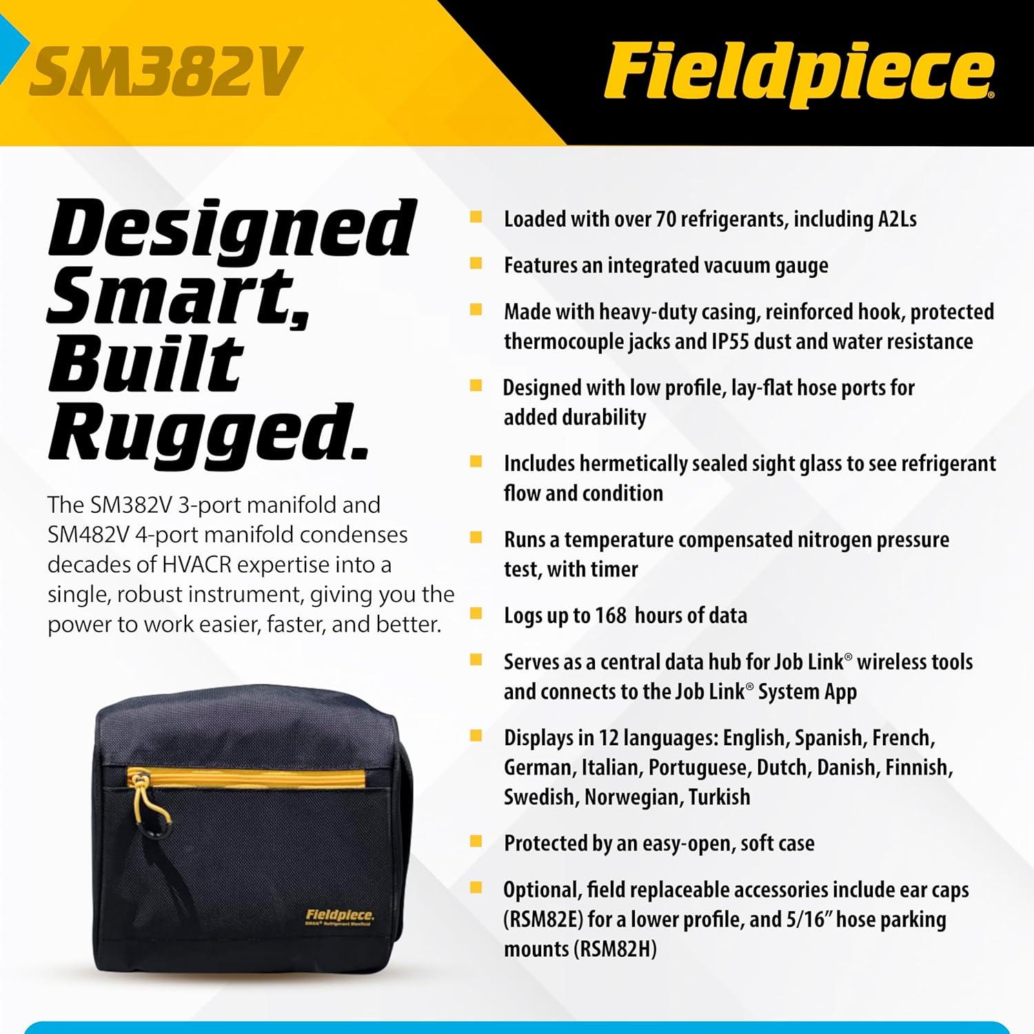 Manifold de Refrigerante Inalámbrico Fieldpiece SM382V 3 Puertos