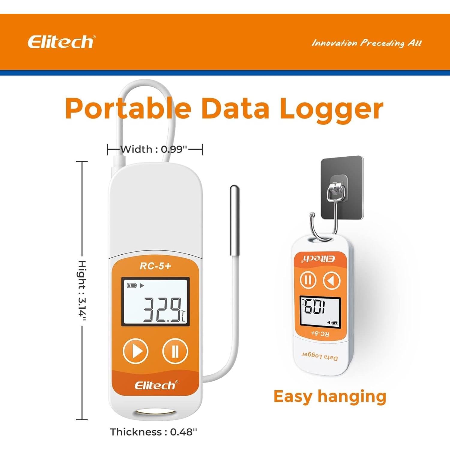 Registrador de Datos de Temperatura Elitech RC-5+ TE USB 32,000 Puntos