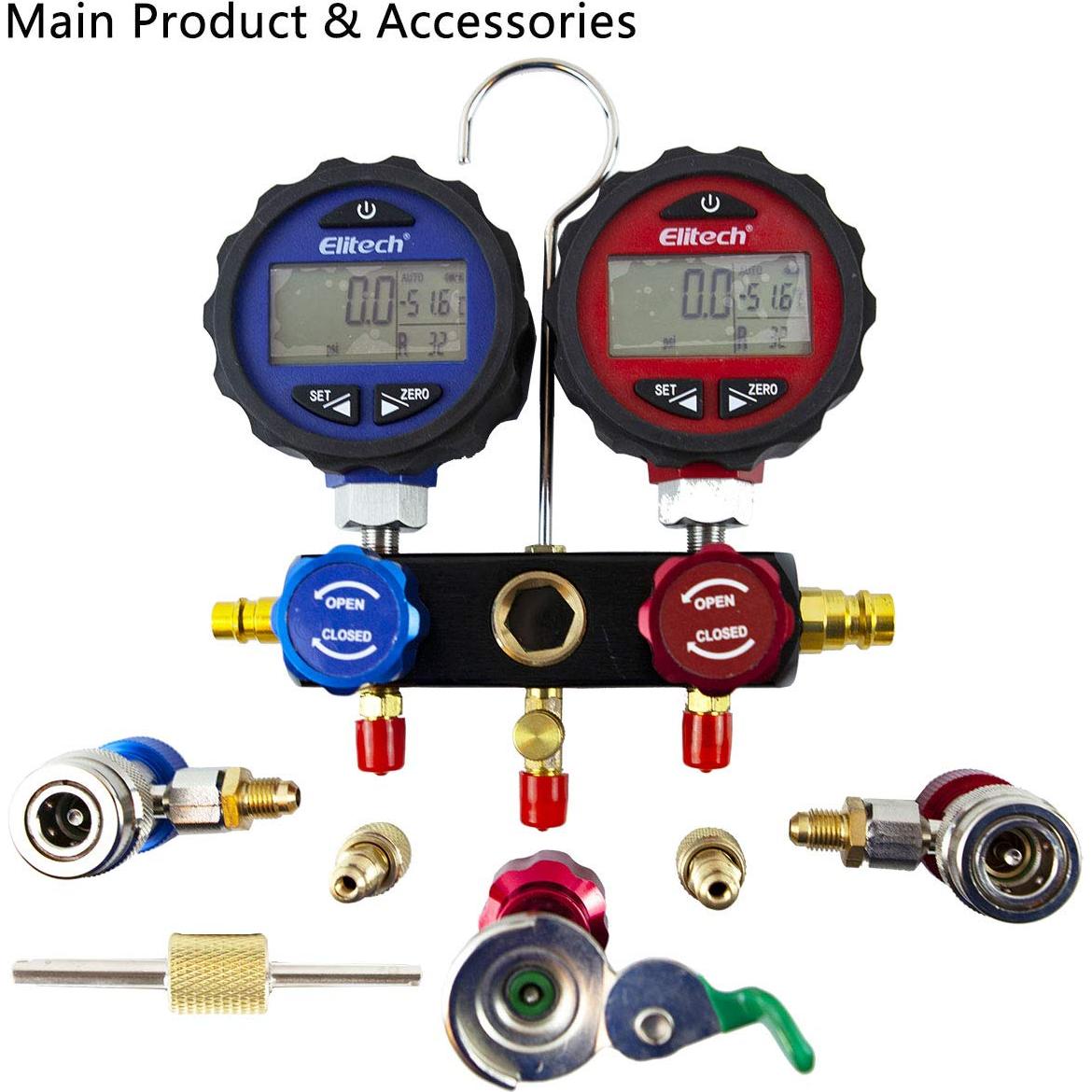 Manómetro de Refrigerante Elitech DMG-3 con Mangueras 1.25m