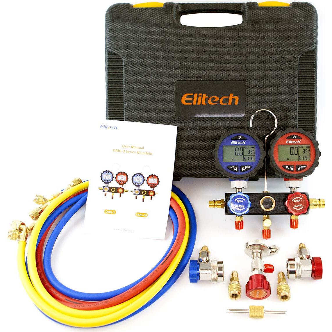 Manómetro de Refrigerante Elitech DMG-3 con Mangueras 1.25m