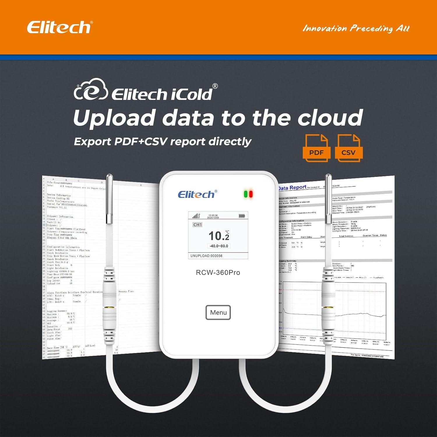 Monitoreo de Temperatura y Humedad Elitech RCW-360Pro 4G