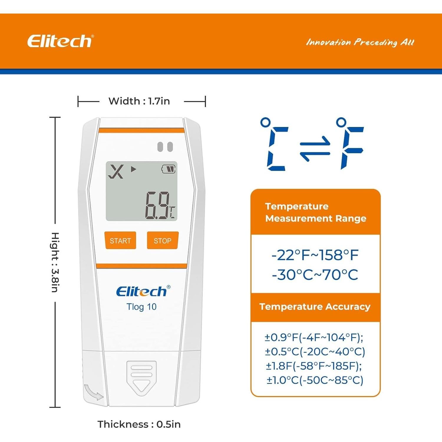 Registrador de Datos de Temperatura Elitech Tlog 10 USB PDF