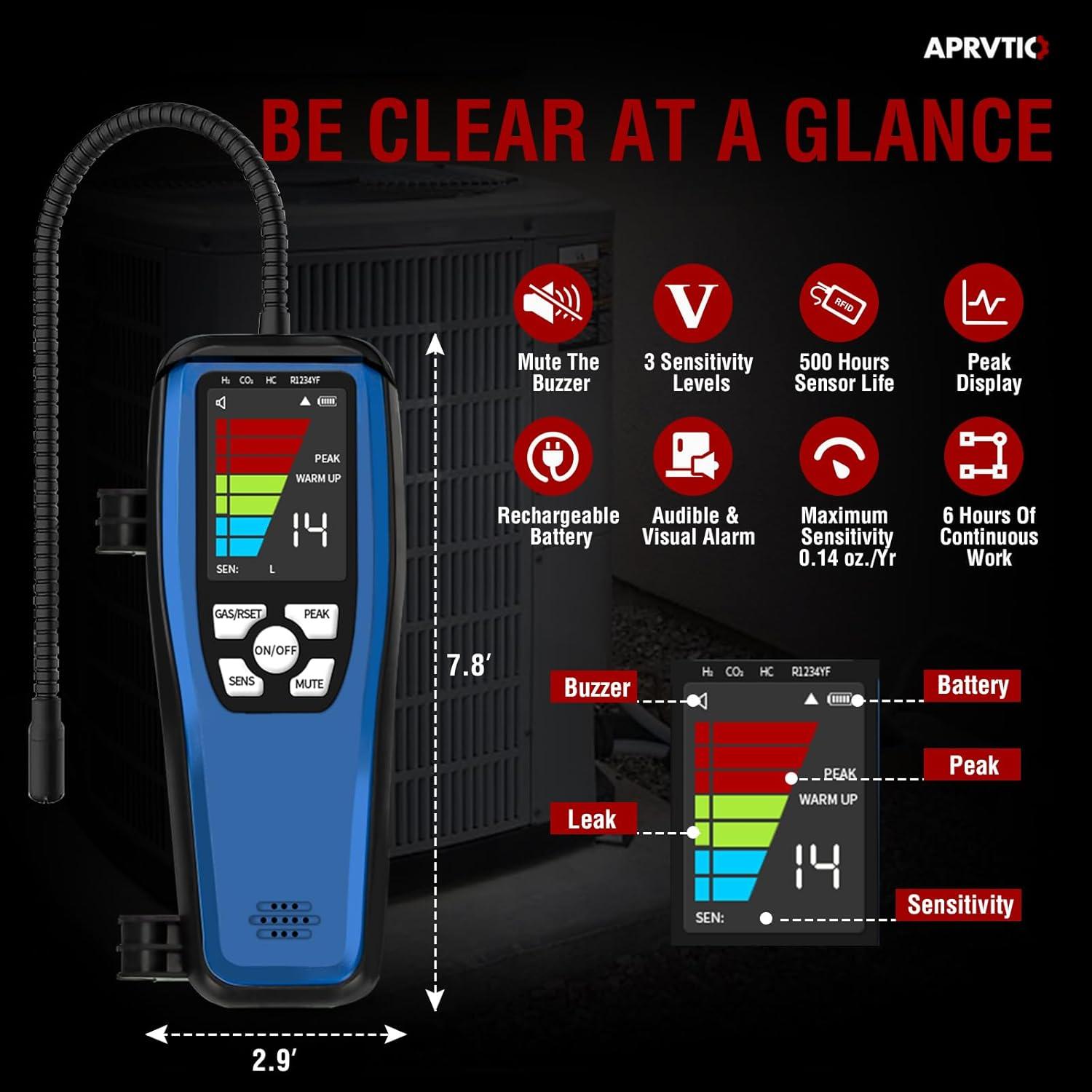 Detector de Fugas de Refrigerante Aprvtio ALD-200 con Pantalla TFT