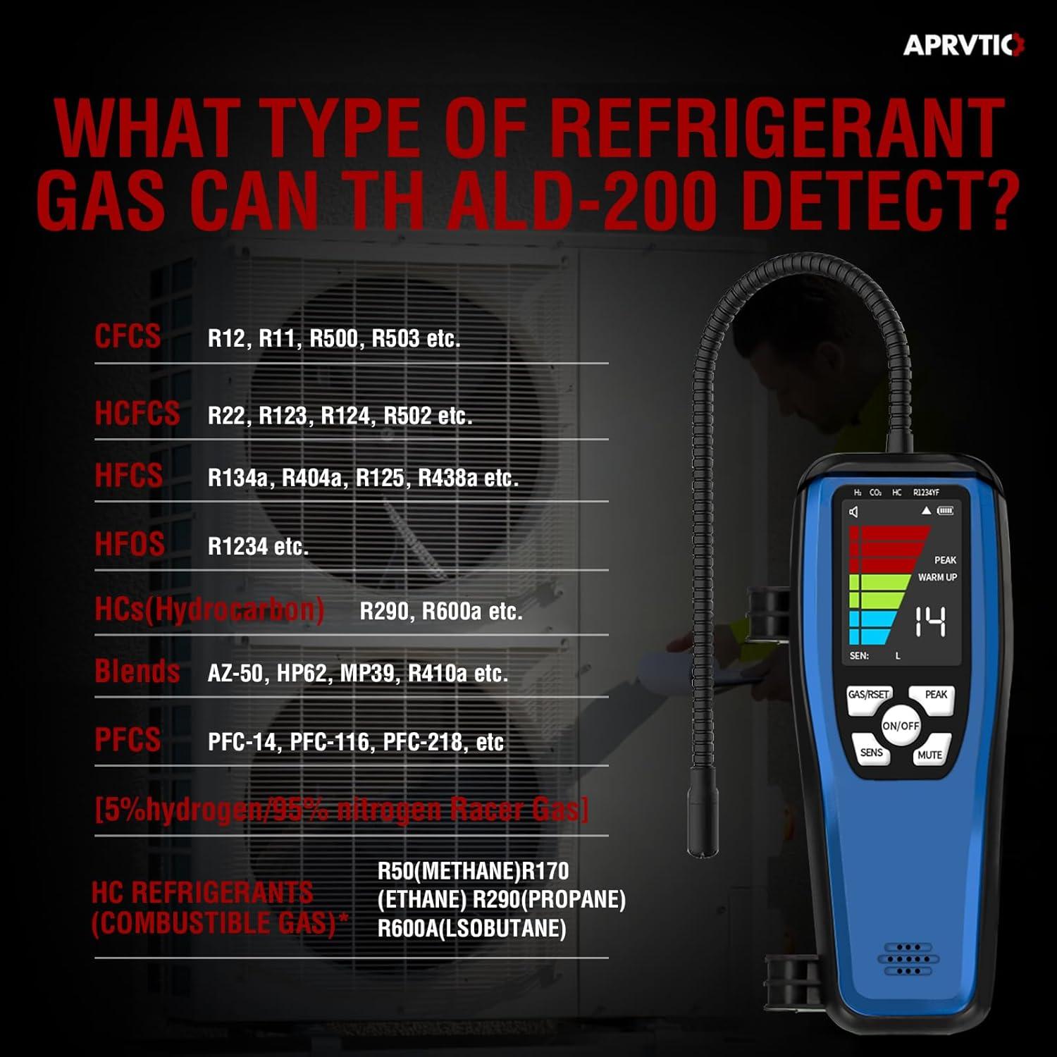 Detector de Fugas de Refrigerante Aprvtio ALD-200 con Pantalla TFT