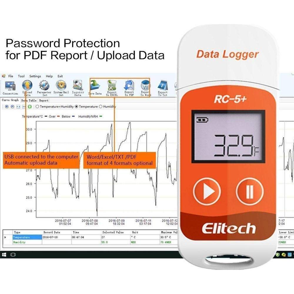Elitech RC5+ Registrador de Datos de Temperatura -30°C a +70°C